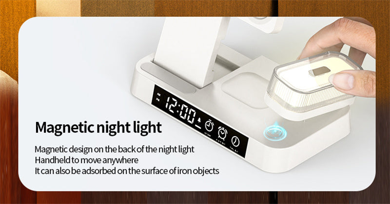 3 In 1 Foldable Wireless Charger Stand , Alarm Clock Display, With Removable Magnetic RGB Night Light A Ton of Goods