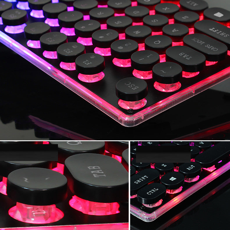 Crystal Luminous Wired Keyboard Mouse Set A Ton of Goods