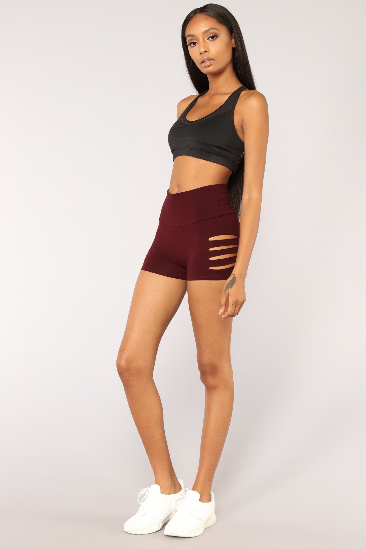 High-waist stretch-hole sweat shorts A Ton of Goods