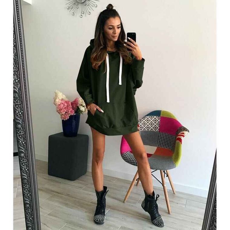 Loose fashion long hoodie