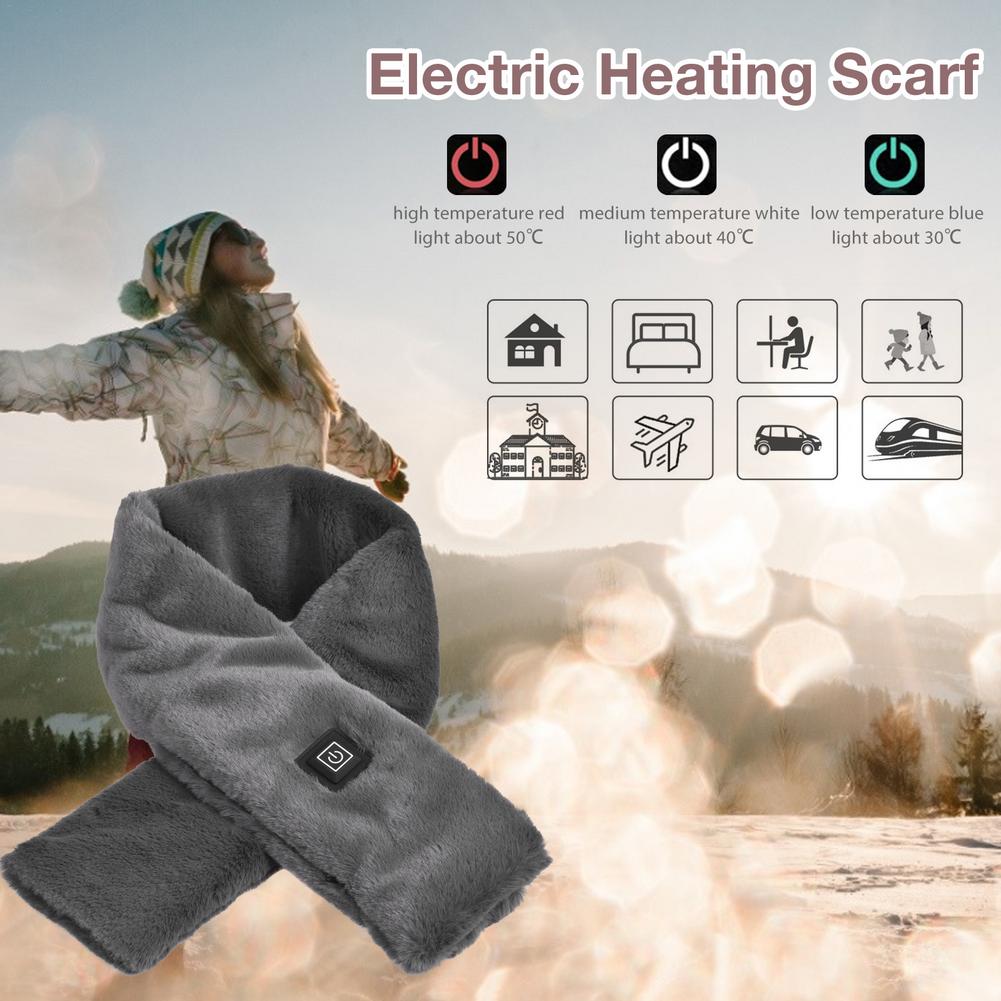 Winter Electric Heated Scarf 5V 3 Level Adjustable Temperature Scarf USB Charging Heat Control Neck Warmer For Cycling Camping A Ton of Goods