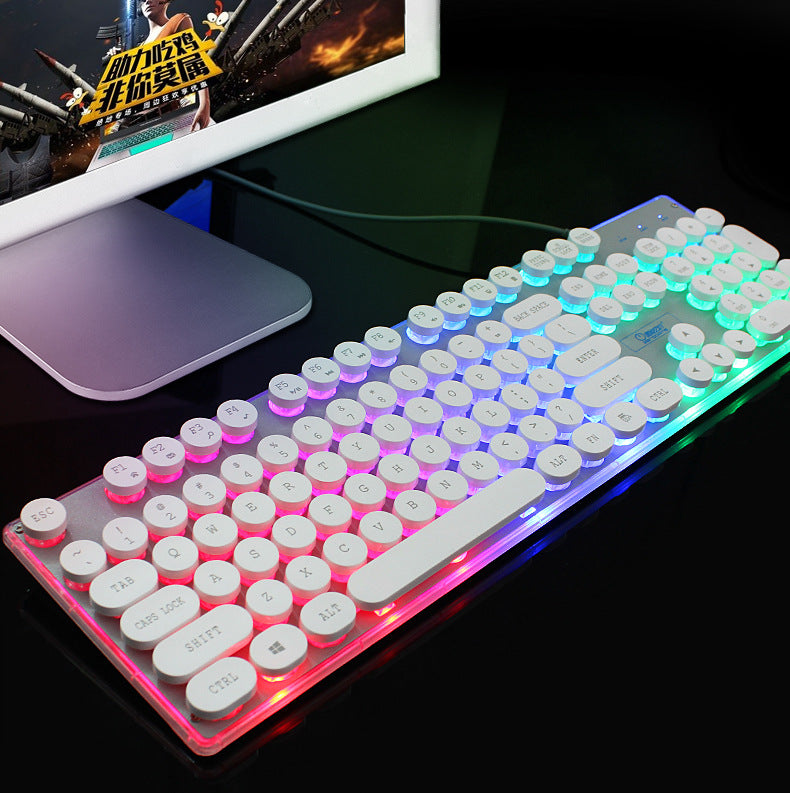 Crystal Luminous Wired Keyboard Mouse Set A Ton of Goods