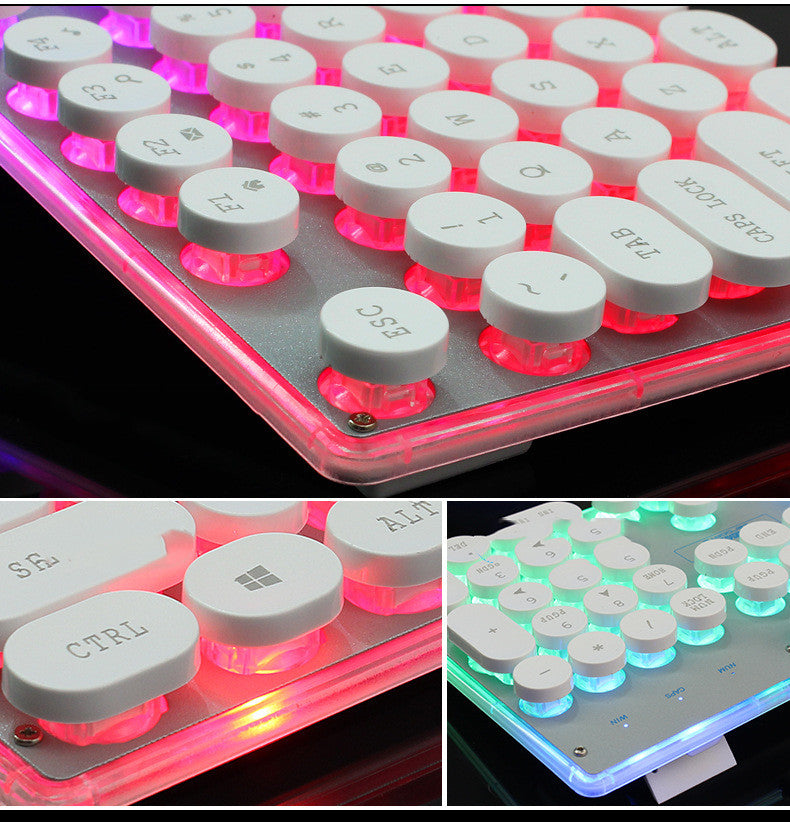 Crystal Luminous Wired Keyboard Mouse Set A Ton of Goods