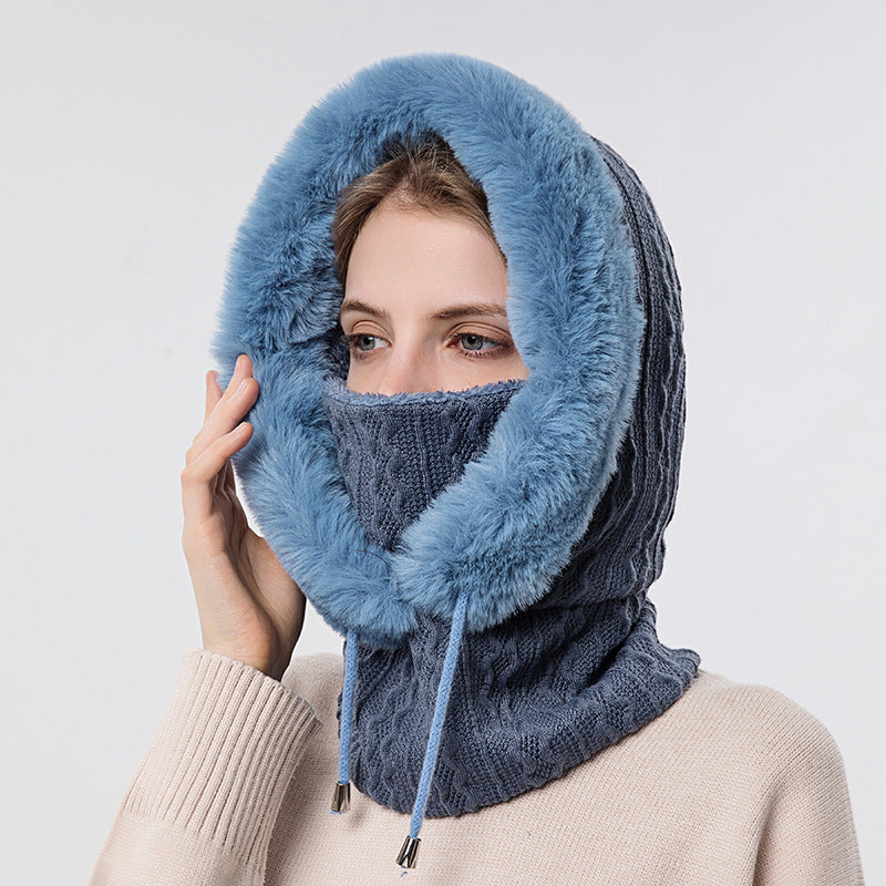 Winter Thick Plush Hat With Scarf Windproof Warm Knit Hats Hooded For Women A Ton of Goods