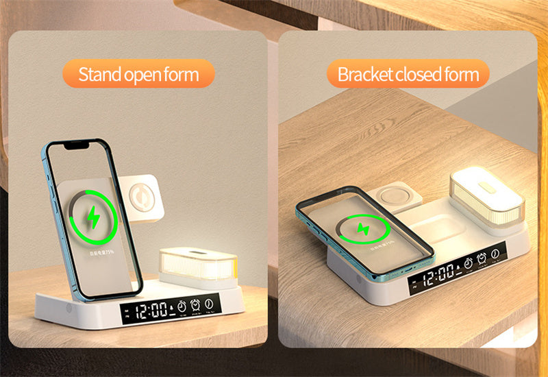 3 In 1 Foldable Wireless Charger Stand , Alarm Clock Display,  With Removable Magnetic RGB Night Light A Ton of Goods