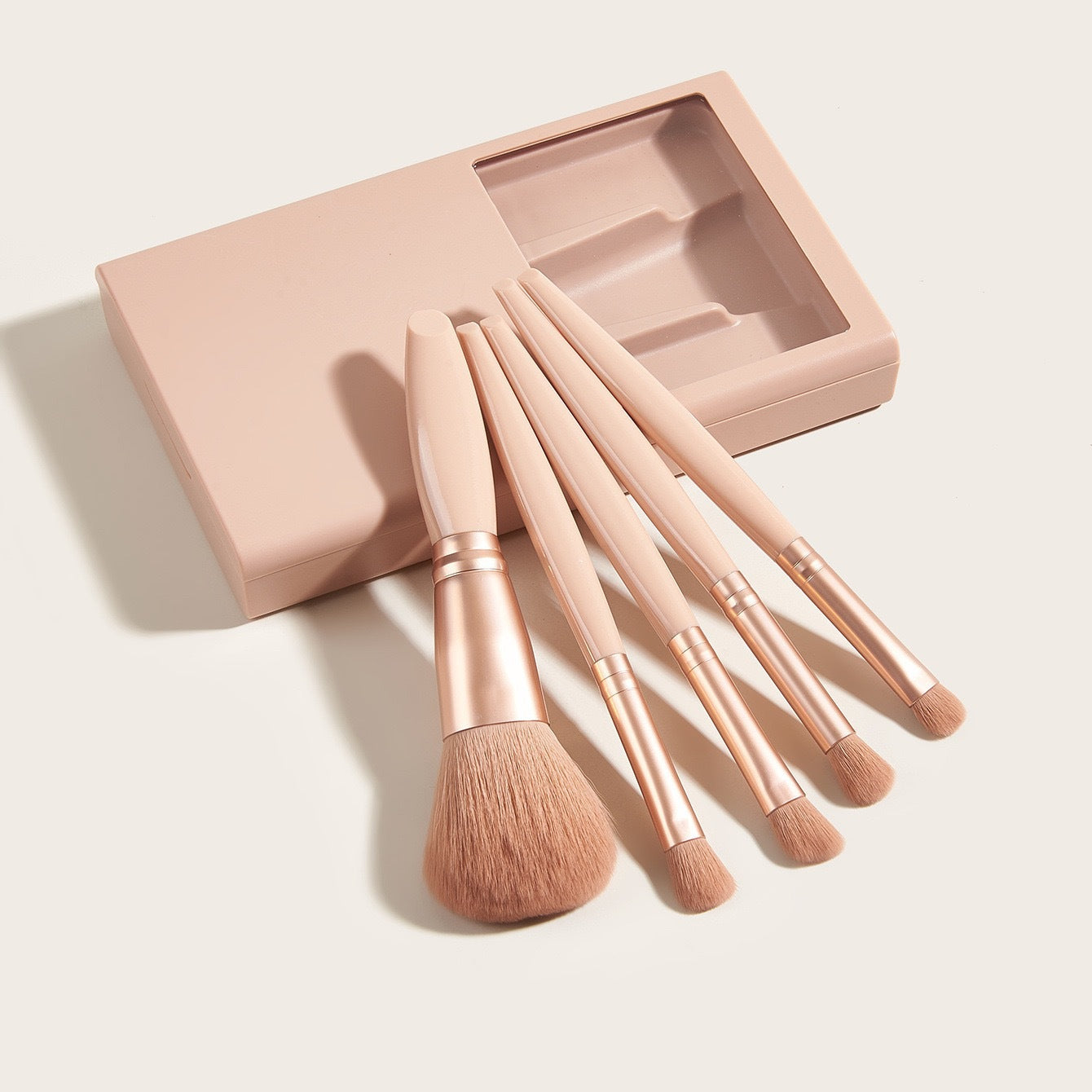 5 PCs Makeup Brushes With Mirror Travel Set A Ton of Goods