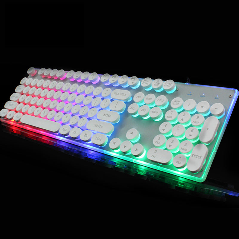 Crystal Luminous Wired Keyboard Mouse Set A Ton of Goods