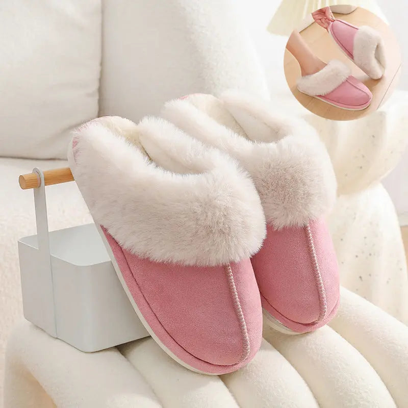 Winter Warm Plush Home Slippers Indoor Fur Slippers Women Soft Lined Cotton Shoes Comfy Non-Slip Bedroom Fuzzy House Shoes Women Couple A Ton of Goods