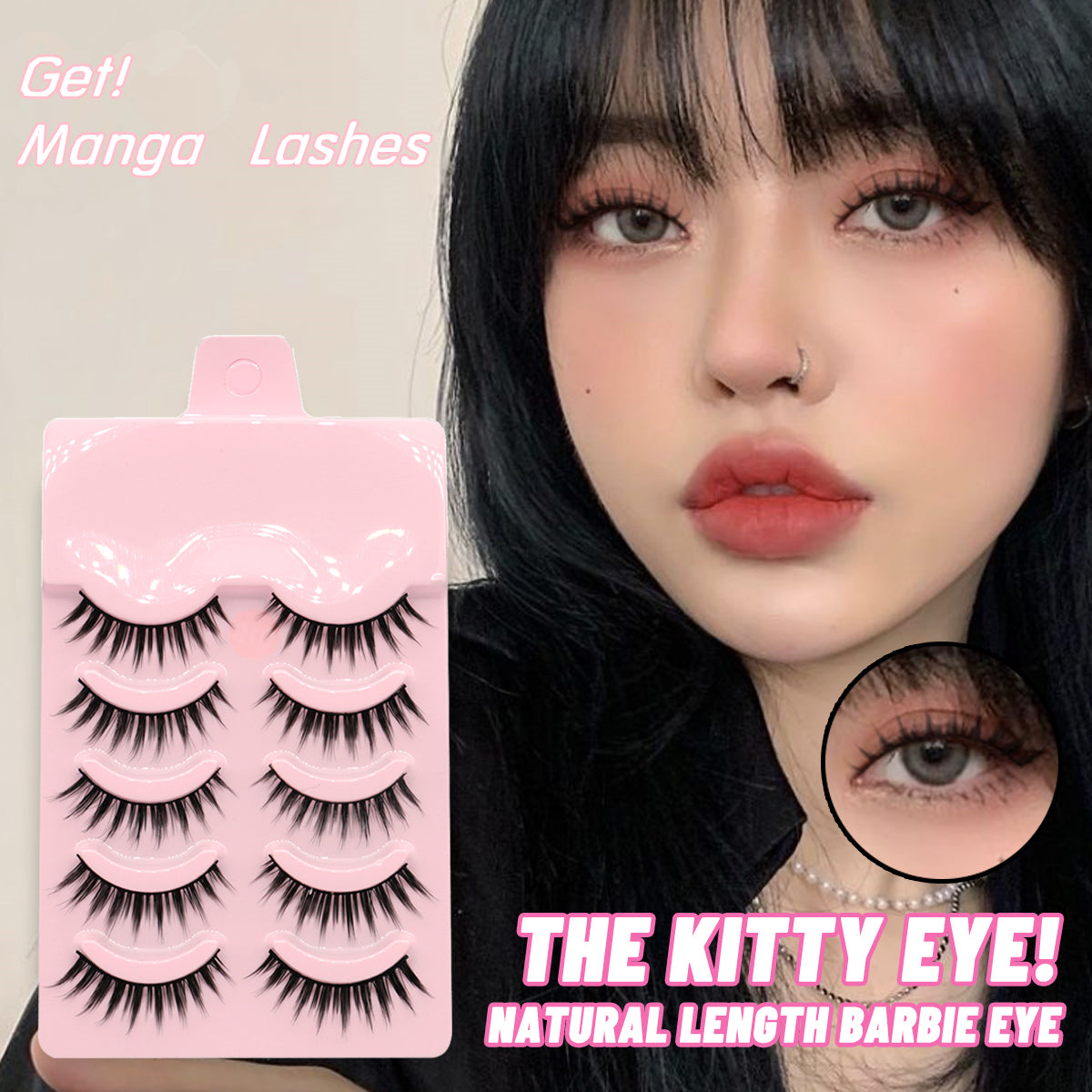 New Arrival: 5 Pairs of Manga Lashes – Enhance Your Look with Natural Wispy Korean Artificial Eyelashes.