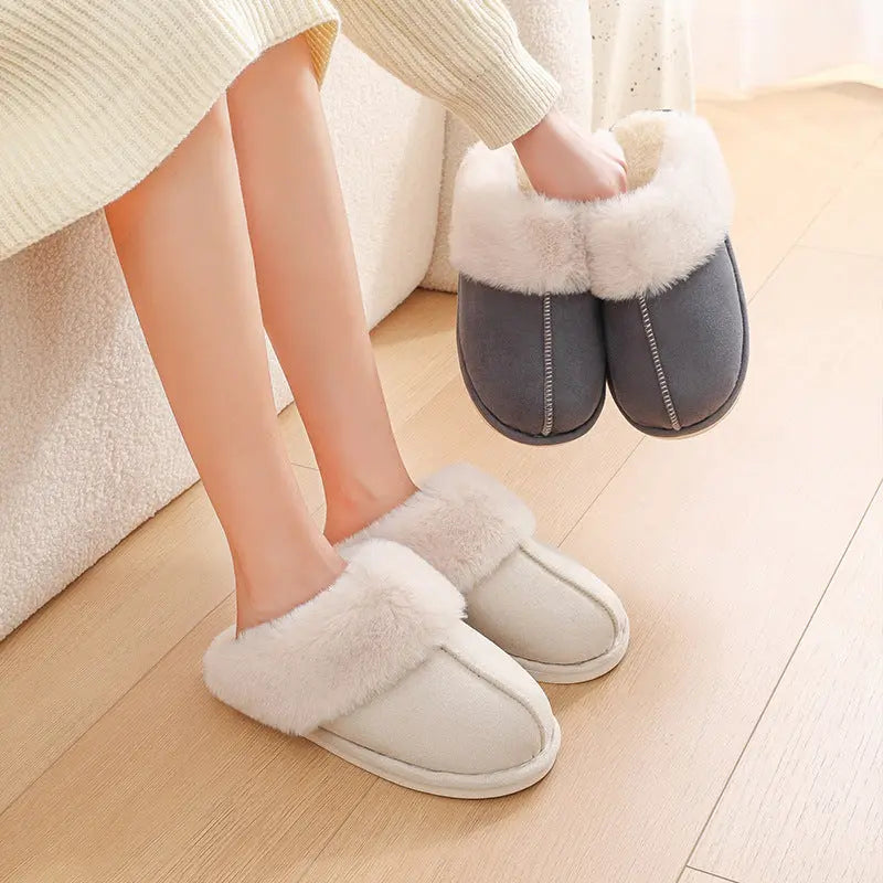 Winter Warm Plush Home Slippers Indoor Fur Slippers Women Soft Lined Cotton Shoes Comfy Non-Slip Bedroom Fuzzy House Shoes Women Couple A Ton of Goods