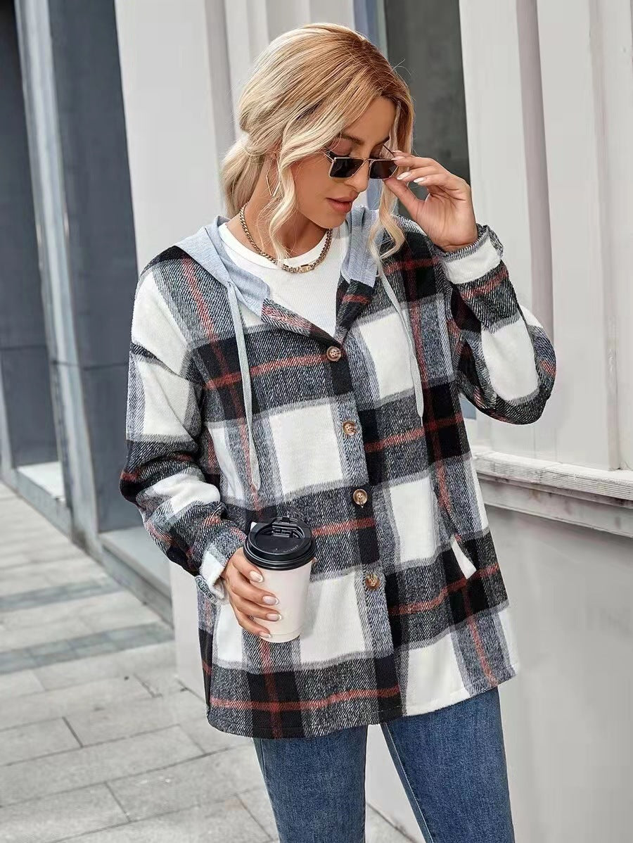 Women Cardigan Women's Plaid Woolen Coat A Ton of Goods