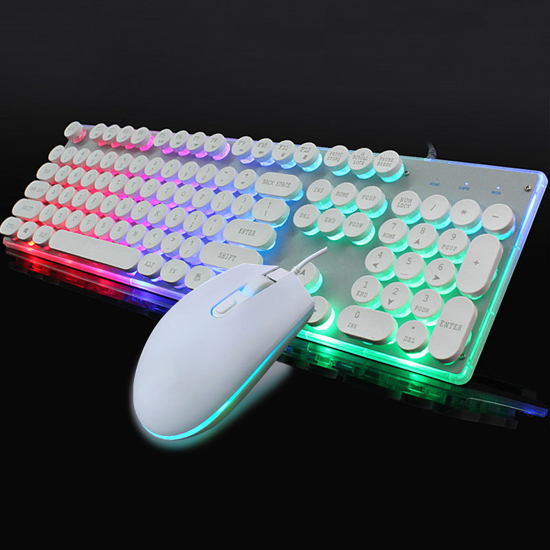 Crystal Luminous Wired Keyboard Mouse Set A Ton of Goods