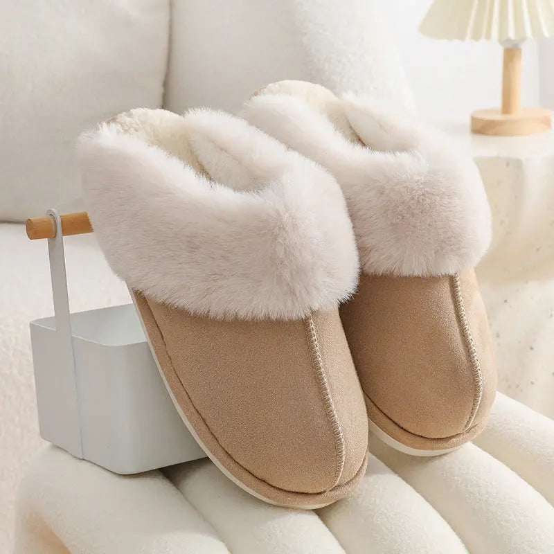 Winter Warm Plush Home Slippers Indoor Fur Slippers Women Soft Lined Cotton Shoes Comfy Non-Slip Bedroom Fuzzy House Shoes Women Couple A Ton of Goods