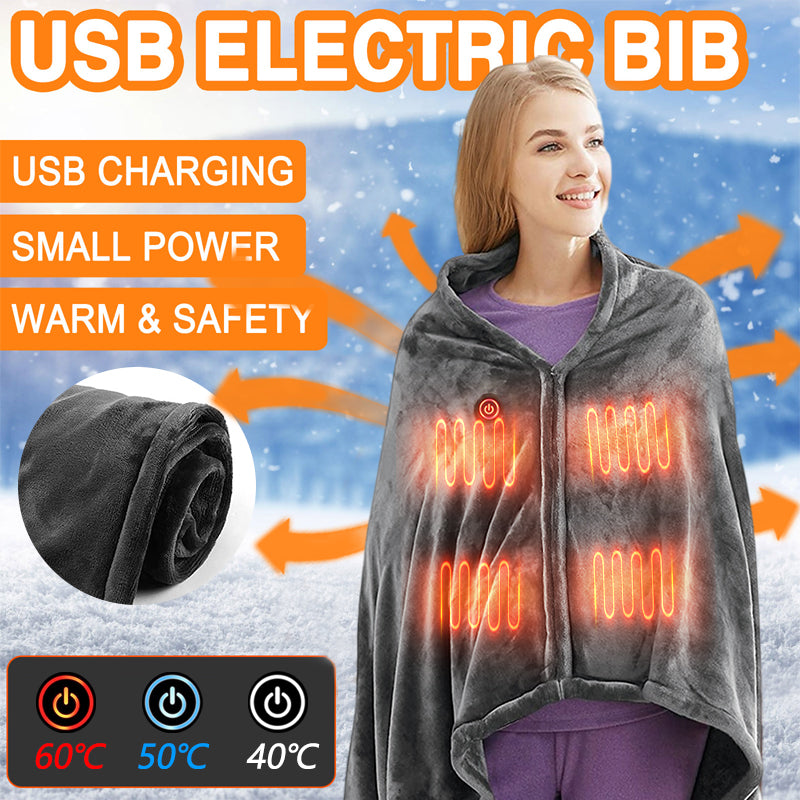 Winter Flannel Heated Blanket Cold Protection Body Warmer Usb Heated Warm Shawl Electric Heated Plush Blanket A Ton of Goods