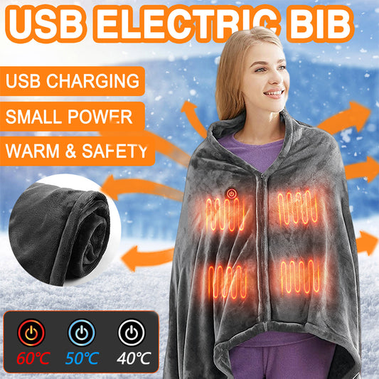 Winter Flannel Heated Blanket Cold Protection Body Warmer Usb Heated Warm Shawl Electric Heated Plush Blanket A Ton of Goods