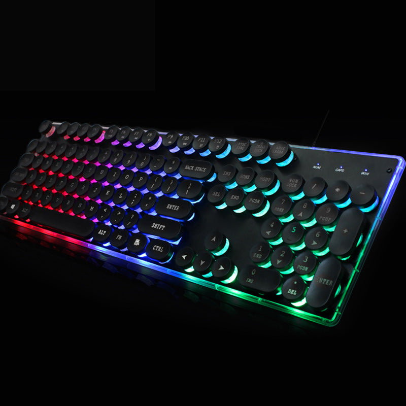 Crystal Luminous Wired Keyboard Mouse Set A Ton of Goods