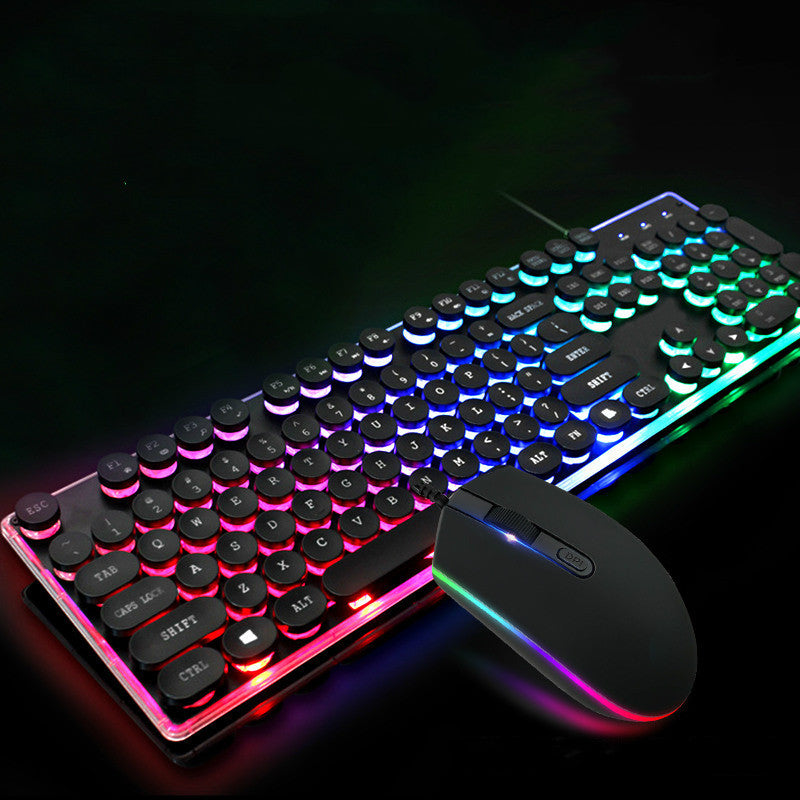 Crystal Luminous Wired Keyboard Mouse Set A Ton of Goods