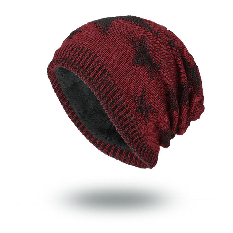 Men's Warm Pentagram Pullover Knitted Wool Hat A Ton of Goods